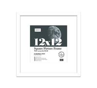 12x12 White Picture Frame with Mount for 10x10 Photos, Prints - Modern Square Wall Frame, 1 Pack