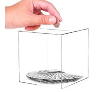 12x12cm Break to Open Square Money Box, Clear Acrylic Money Box, Acrylic Money Saving Box, Clear Piggy Bank, Unopenable Clear Bank Box, Money Tip Box, Transparent Piggy Bank
