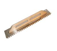 Toolty Stainless Steel Square Notched Trowel - 680mm, 12x12mm - for Adhesive Mortars - Wooden Handle
