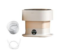 12X12X11in Foldable Washing Machine 10L Large Capacity Washer With Spin Cycle Basket And Drain Hose Travel Washing Machine For Home Dormitories Hotels(Beige)