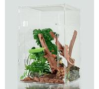 12x12x18 Reptile Tank 10 Gallon - Acrylic Reptile Enclosure Terrarium for Crested Gecko, Lizards, Spiders & Snakes - Clear Lizard Habitat Terrarium