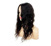 12x13 Cm Silk Base Hair Topper For Women With Thinning Hair Human Hair Piece Long Curly Wavy Clip-in Hairpiece Adds Volume(Natural Black,18 inch)