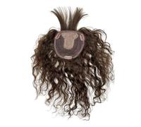12x14cm Silk Base Hair Topper For Women With Thinning Real Human Piece, Long Curly Wavy Clip-in Hairpiece Top Thin Loss Adds Volume(Dark Brown,14 inch)