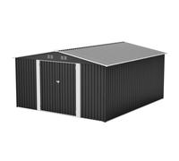 12x14FT Galvanized Metal Garden Shed Lockable Door Tool Storage shed, Anthracite