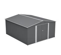 12x14FT Galvanized Metal Garden Shed Lockable Door Tool Storage shed, Grey