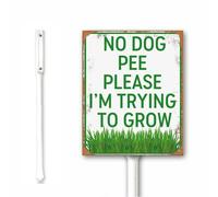 12x15 CM Vintage No Dog Pee Please I Am Trying To Grow Metal Sign, No Peeing & Pooping, Keep Off Grass Flowers, Funny No Dogs AluminumYard Sign With Stake