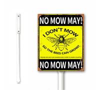 12x15 CM Vintage No Mow May Initiative to Boost Local Pollinator Populations, No Mow May Sign, Pollinator Garden Sign, Bee Outdoor Decor, Rustproof Strudy Aluminum Garden Farm Decor