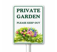 12x15CM Private Garden Please Keep Out Yard Sign With Metal Sign, Do Not Enter Sign for Garden Outdoor Fence Front Door Aluminum Sign, Sturdy Rust Free Aluminum Weather Easy Mounting