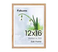 12x16 Frame Poster Frame 12x16 inch Picture Frames Large Solid Oak Wood 12x16 with Mat for 11x14 Inch Picture Frames Hang Portrait or Landscape for Wall Gallery Decor Art with Tempered Glass