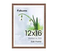 12x16 Frame Walnut Poster Frame 12x16 inch Picture Frames Large Solid Oak Wood 12x16 with Mat for 11x14 Inch Picture Frames Hang Portrait or Landscape for Wall Gallery Decor Art with Tempered Glass