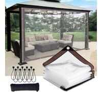 12x16 FT Clear Waterproof Tarps, Transparent PVC Tarps Tarpaulin, Wind and waterproof measures for garden pavilions, 4ft 5ft 6ft 7ft 8ft 9ft 10ft 11ft 12ft 13 ft 14ft 15 ft 16ft 17ft 18ft 19ft 20ft