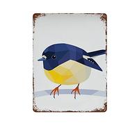 12x16 IN Vintage Tin Sign Tomtit New Zealand Tomtit Print Miromiro Art Tomtit Art New Zealand Art New Zealand Native Birds Bird Art Cute \