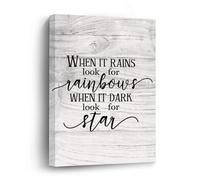 12X16 Inch Canvas Wall Art with Inspirational Quote When It Rains Look For Rainbows, When It's Dark Look For Stars Picture Artwork for Kitchen Bathroom Bedroom Living Room Decor New Home Gift
