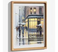12x16 Picture Frame, Natural Solid Oak Wood Photo Frame with Tempered Glass, Handcrafted Rounded Corner 12x16 in Frames Matted to 11x14 in Photos, Wall Hanging Posters, Art Prints