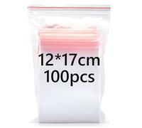 12x17cm Resealable Clear Plastic Bags, 100Pcs Small Grip Seal Bags, Thickening and Durable, Sealable for Kitchen Storage, Office Supplies, Stationery Storage ect.