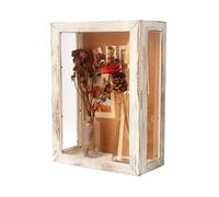 12x17x6 Extra Deep Shadow Box , Wall Mounted Wood Shadow Box with Cork Back,Large Display Cases, for Displaying Photo Souvenir Collection (12x17,Rustic White)