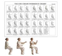 12x18 Inch Tai Chi Exercise Chart, Weight Loss Chart Tai Chi for Beginners, Chair Yoga Posters, Tai Chi Books for Beginners and Seniors, Fitness Wall Charts for Living Room Bedroom Home Gym Decor (A)