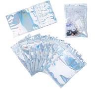 12x18cm Mylar Foil Ziplock Bags, 50PCS Sealable, Smell Proof, Holographic Bags for Coffee, Candy, Cookies, Jewelry