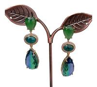 12x22mm teardrop faceted Crystal Green Agate Apatite Drop Stud Earrings Elegant Jewelry