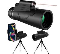 12X50 HD Monocular, Night Vision LED Red Waterproof Monocular + Smartphone Holder & Tripod, for Mobile Phone Bird Watching Camping Hunting Hiking -