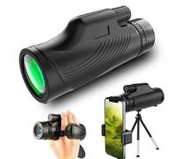 12X50 Monocular for Adults, Powerful with BAK4 Prism and FMC Lens, Wrist Strap, Portable Compact Monocular for Hunting, Sports, Outdoor (Adding Clamps and Tripods)