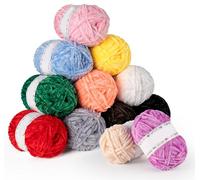 12x50g Chenille Yarn, Soft Velvet Yarn for Crochet, Yarn for Knitting with Crochet Accessories, Premium Chunky Wool for Clothes, Blankets, Bags
