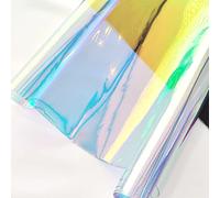 12x53 Inch Iridescent Holographic Clear PVC Fabric Transparent Laser Rainbow Vinyl for DIY Patchwork Bags Bows Jewlery Making (Iridescent Blue)