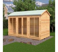 Shire Mayfield 12 x 6ft Double Door Traditional Summerhouse - Size: 6 x 12ft - Brown - Shire Garden Buildings - Wilko