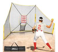 12x7 FT Baseball Softball Net with Barrier Side Nets for Batting, Hitting, Pitching Net with Large Ball Collection Pocket,Baseball Batting Net with Carry Bag for All Levels