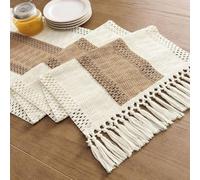 12x72 Inches Table Runner Cheesecloth, Boho Gauze Cheese Cloth Long Rustic Sheer Table Runners with Tassels Woven Cotton for Living Room Kitchen Dining Table Decoration