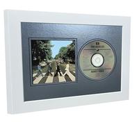 12x8 A4 CD Compact Disc Photo Sleeve Display Frame Case With Mount Matt For Photograph Picture Artwork In Metallic Gold - Silver - Black - Cream Music Gift (Metallic Silver Mount With White Frame)