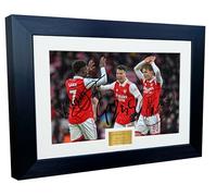 12x8 A4 Signed Bukayo Saka Gabriel Martinelli Martin Odegaard Arsenal F.C. Autographed Autograph Signed Photograph Photo Picture Frame Football Soccer Poster Gift