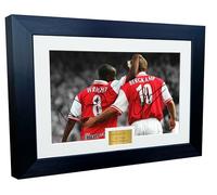 12x8 A4 Signed Ian Wright Dennis Bergkamp Arsenal Autographed Autograph Signed Signature Photograph Photo Picture Frame Football Soccer Poster Gift BW
