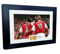 12x8 A4 Signed Ian Wright Dennis Bergkamp Arsenal Autographed Autograph Signed Signature Photograph Photo Picture Frame Col Football Soccer Poster Gift