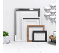 (12x8" Frame for 8x4" Picture, Silver) Classic Range Photo Picture Poster Frames with White Mount by FramesPlus 13 Colors, Large Square Small all sizes, Hang or stand in both Land