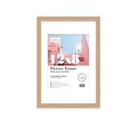 Almost Frameless 12x8 Oak Picture Frame With Mount for 8x6 Print, Poster or Photo Poster, Photo, Artwork, or Print. Thin Edge Slim Frame Portrait and Landscape Display with Wall Hooks