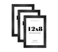 12x8 Photo Frame, Display 12x8" Pictures (30.5 x 20.3cm) Picture Frame for wall Display - Black - 3 Pack