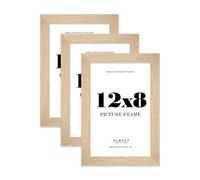 12x8 Photo Frame, Display 12x8 Pictures (30.5 x 20.3cm) Picture Frame for wall Display - Oak - 3 Pack