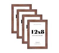 12x8 Photo Frame, Display 12x8" Pictures (30.5 x 20.3cm) Picture Frame for wall Display - Rustic Wood - 4 Pack