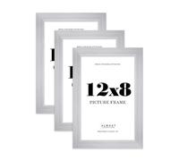 12x8 Photo Frame, Display 12x8" Pictures (30.5 x 20.3cm) Picture Frame for wall Display - Silver - 3 Pack