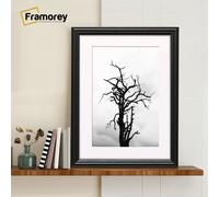 (12x8" Pic (14x11" Frame)) Black Picture Frame / LW Style Wall Art Frame / Modern Photo Frames With White mount