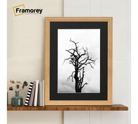 (12x8" Pic (14x11" Frame)) Oak Picture Frame / LW Style Wall Art Frame / Modern Photo Frames With Black Mount