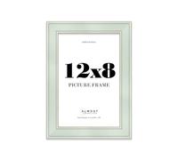 12x8 Sage Green Picture Frame - Shabby Chic Photo Frame with Distressed Finish, Gold Trim, Wall Hooks and Kickstand, 37mm Edge - 1 Pack
