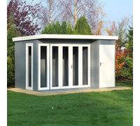 12x8 Shire Aster Summerhouse with Side Storage - 12 x 8 Shire Aster Summerhouse with Left-Hand Side Storage in shiplap