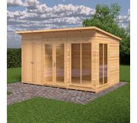 12x8 Shire Lela Pent Summerhouse with Side Shed