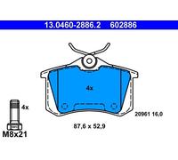 ATE Brake pad set excl. wear warning contact 13.0460-2886.2 Brake pads,Brake pad set, disc brake VW,AUDI,SKODA,Golf IV Schrägheck (1J1),POLO (6N2)