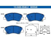ATE Brake pad set HYUNDAI,KIA 13.0460-5548.2 581011RA05,581014LA00,58101C8A00 58101C8A10,58101C8A50,58101C8A60,58101H5A25,58101Q0A00,581011RA05