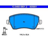 ATE Brake Pad Set 13.0460-5801.2 not for wear indicator for Nissan Micra 3, Micra C+C 3