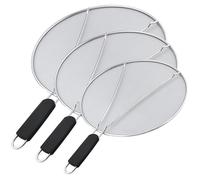 13'', 11.5'', 9.8'' Stainless Steel Grease Splatter Guard for Frying Pan with Comfortable Grip Handle, Ultra Fine Mesh Prevents Oil Splatters and Messes, Heavy Duty Splatter Screen