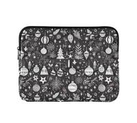 13-14 Inch Laptop Sleeve Case, Classical Computer Carrying Bags for Business Journey Work, Black and White Christmas Elements